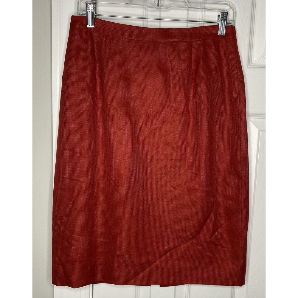 Burberry London Women's Wool Blend Knee Length Pencil‎ Skirt Red Size 48 US 14